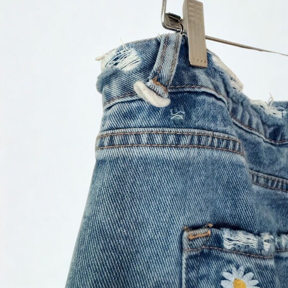 Mica Daisy Embroidered Wide Leg Jeans High Rise Denim Pants Size 32 - Picture 7 of 8